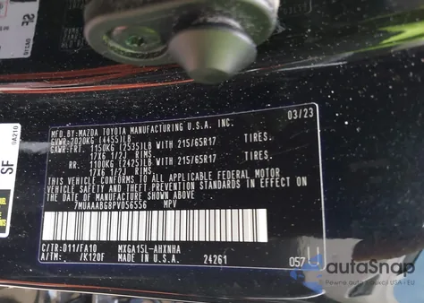 2023 Toyota Corolla Cross L z USA, uszkodzony, nr VIN 7MUAAABG8PV056556